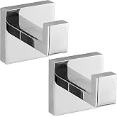 warlve Towel Hooks for Bathrooms, Heavy Duty 33 Lbs Wall Mounted Stainless Steel Modern Hook, &ndash; Ideal for Hanging Towels, Robes, Coats, in Kitchen, Bedroom, Bathroom, or Hotel (2, Chrome Polished)
