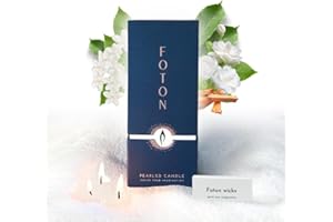 Foton Pearled Candle 18 Oz - Misty Monte Sandalwood Jasmine Scented Non Toxic Luxury Long Lasting Powder Candles up to 120 Hours - Refillable Candle Sand with 30 Wicks for Candle Making