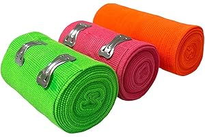 SION BIOTEXT Elastic Bandage Wrap 3-Pack with Closure Clips, Comfortable Compression Support for Ankle, Knee, Wrist, Arm, and Leg Sprains, 3” Width x 5.4 Yards Length, Mixed Colors