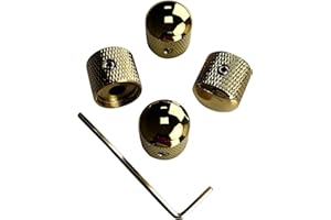 OVSAL Vacuum Gold Electric Bass Guitar Knobs Dome Metal Guitar Knobs with Adjusting Screws for Strat Telecaster Jazz Stratocaster Les Paul 4PCS