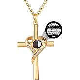 Avotto Cross Necklace with Bible Verse for Women Projection Necklace 18+2 Inches Chain Religious Spiritual Jewelry Baptism First Communion Confirmation Gifts