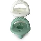 Itzy Ritzy Sweetie Soother Pacifier Set of 2- Silicone Newborn Pacifiers with Collapsible Handle & Two Air Holes for Added Sa