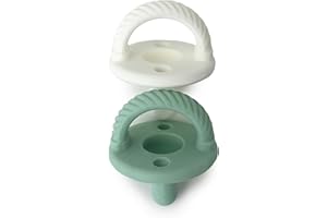 Itzy Ritzy Silicone Pacifiers for Newborn - Itzy Soother Pacifiers Feature Collapsible Handle & Two Air Holes for Added Safety; for Ages 0-6 Months, Set of 2 in Mint & White