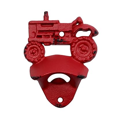 Buy Rustic Cast Iron Wall Mount Red Farm Tractor Beer Cap Soda Pop