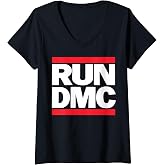 Womens Run DMC Official Logo V-Neck T-Shirt