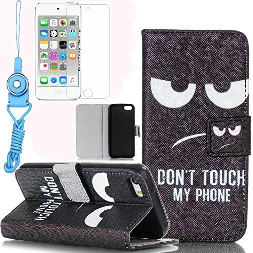iPhone 5 5S Case,GoodOkay [Don't Touch My Phone] Colorful Pattern Design PU Leather Flip Stand Wallet Case [Built-in Credit Card Slots] Protective Skin for Apple iPhone 5 5S 5G
