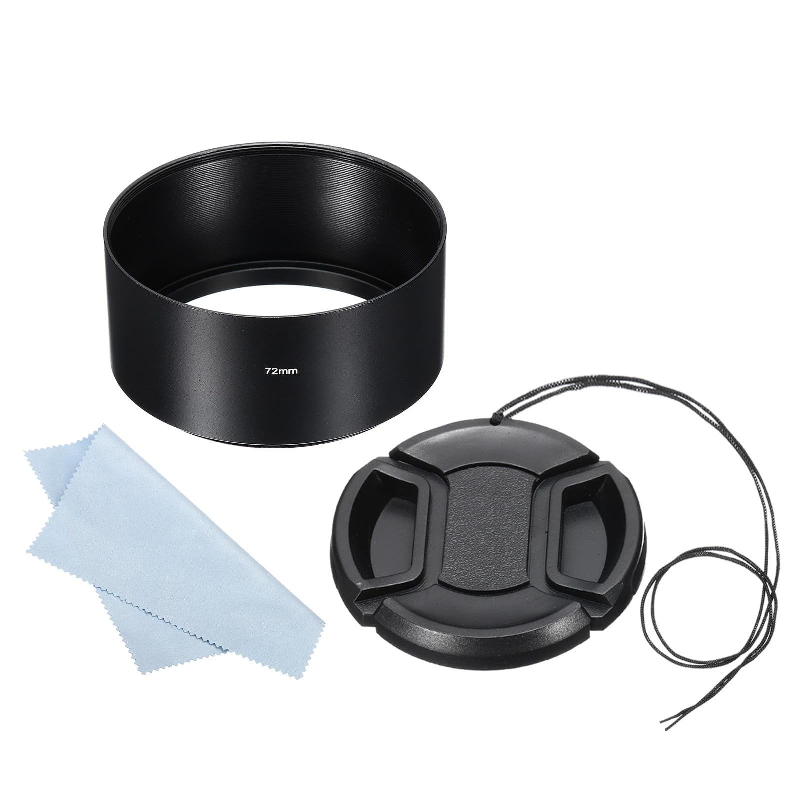 PATIKIL 72mm Lens Hood, Long Focus Frosted Surface Anti-reflective Inside Hood with 77mm Lens Cap and Cleaning Cloth for Camera Lens, Black for Nikon, for Fujifilm, for Pentax, for Leica