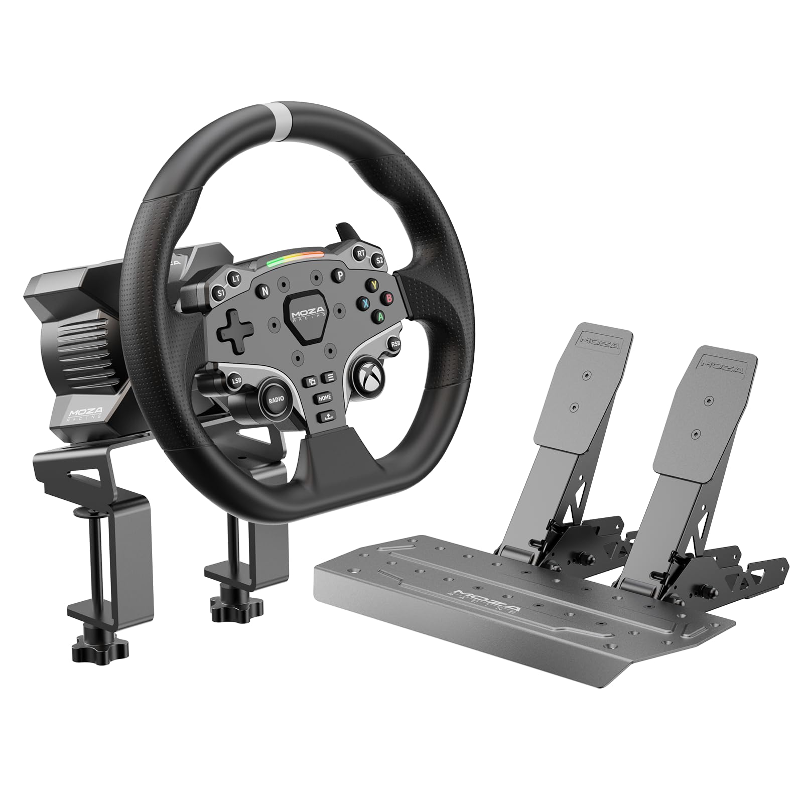 MOZA R3 Racing Wheel and Pedals Bundle for Xbox & PC,Powerful 3.9Nm DD Servo Motor with Aviation-Grade Aluminum Construction,Durable ISF PU Grips 11-inch Racing Wheel