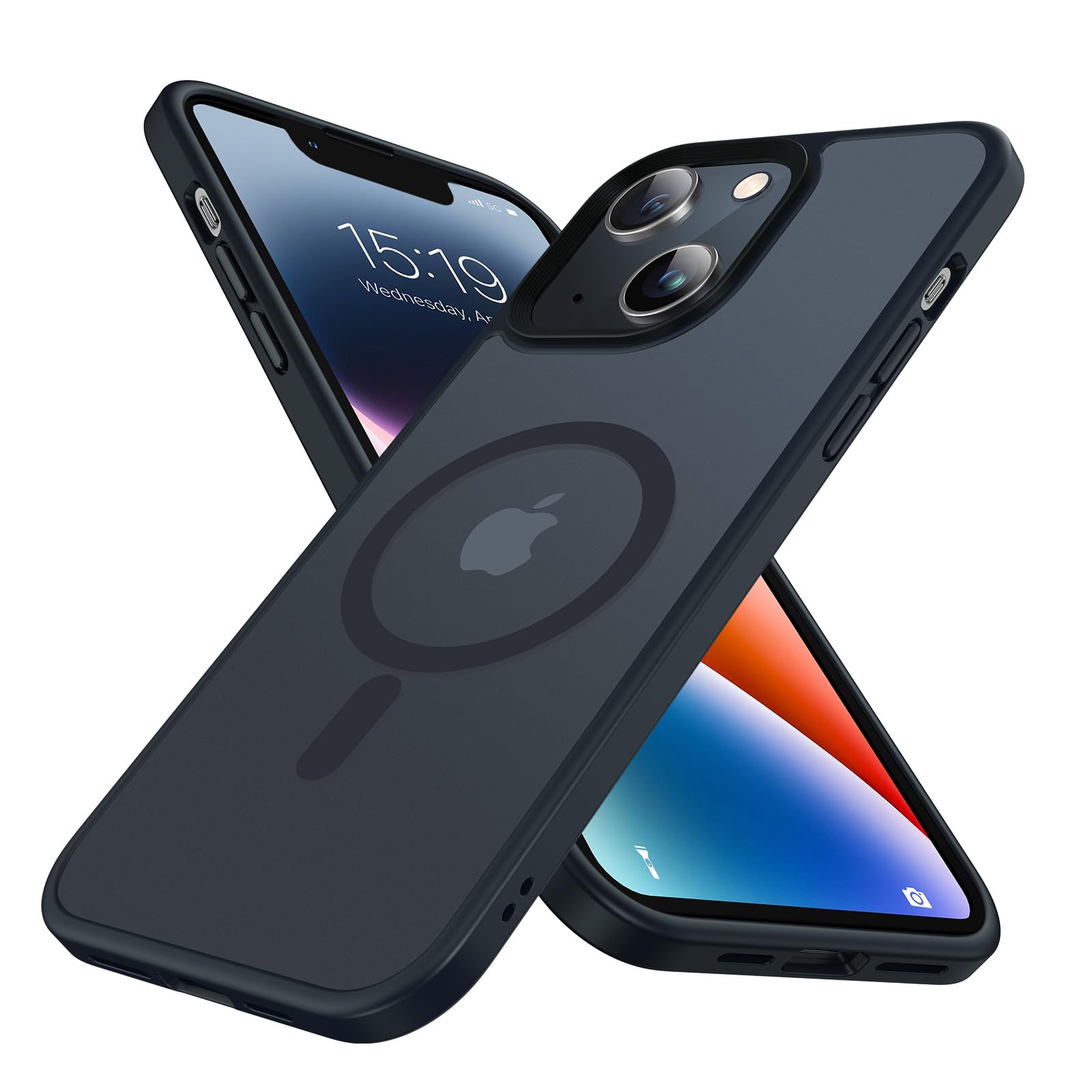 Photo 1 of Mgnaooi Magnetic Case for iPhone 15 Case [MIL-Grade Drop Tested & Compatible with MagSafe] Translucent Matte Back, Anti-Scratch Shockproof Phone Case for 15 6.1 Inch, Black