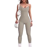 YIOIOIO Women Workout Seamless Jumpsuit Yoga Ribbed Bodycon One Piece Spaghetti Strap Leggings Romper