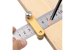 Steel Ruler Positioning Block for Woodworking, Aluminum Alloy Marking Gauge Scribe Tool with Measuring Guide, DIY Layout Tool