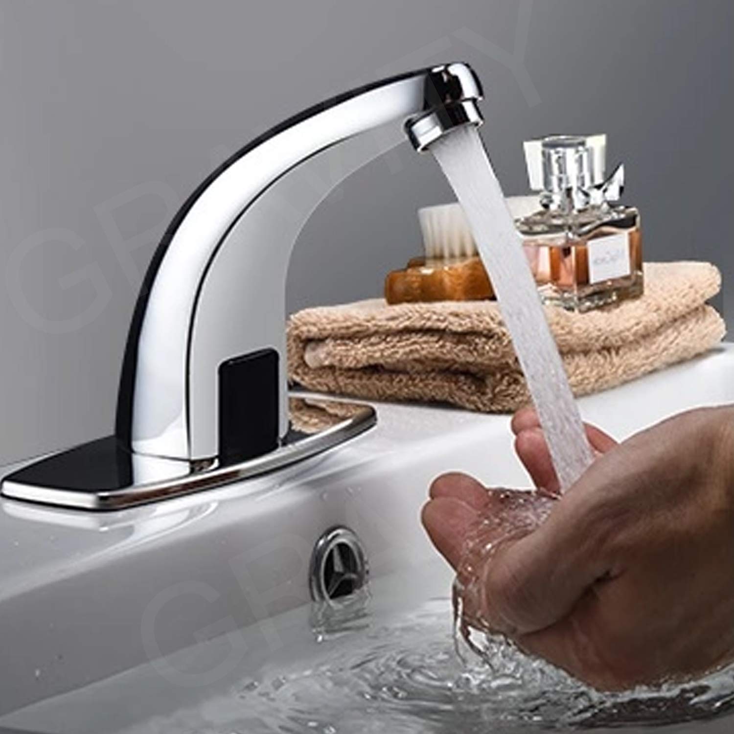 Gravity Hypnotic Bathware Automatic Sensor Touchless Bathroom Sink Polished and Chrome Plated