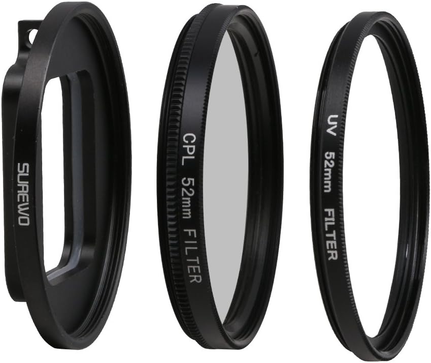 SUREWO 52mm CPL Filter Circular Polarizing Lens Filter with UV Filter Compatible with GoPro Hero 7/6/5 Black