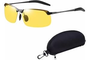 BUBBLE-FLY Polarized Night Vision Driving Glasses - Anti Glare Polarized Sunglasses for Men/Women, UV Protection for Driving/Fishing/Running，Anti-Glare Driving Goggles with Zinc Alloy Frame, Yellow Lens