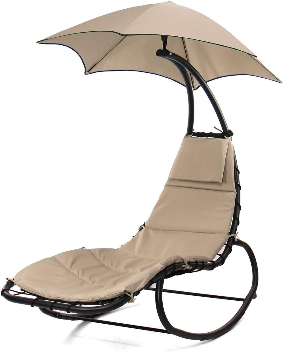 poolside chaise lounge chairs on Patio Lawn Garden Curved Chaise Lounge Chair Swing For Backyard Patio And More Ezone Outdoor Hammock Chair Lounge Swing Khaki Patio Furniture Accessories
