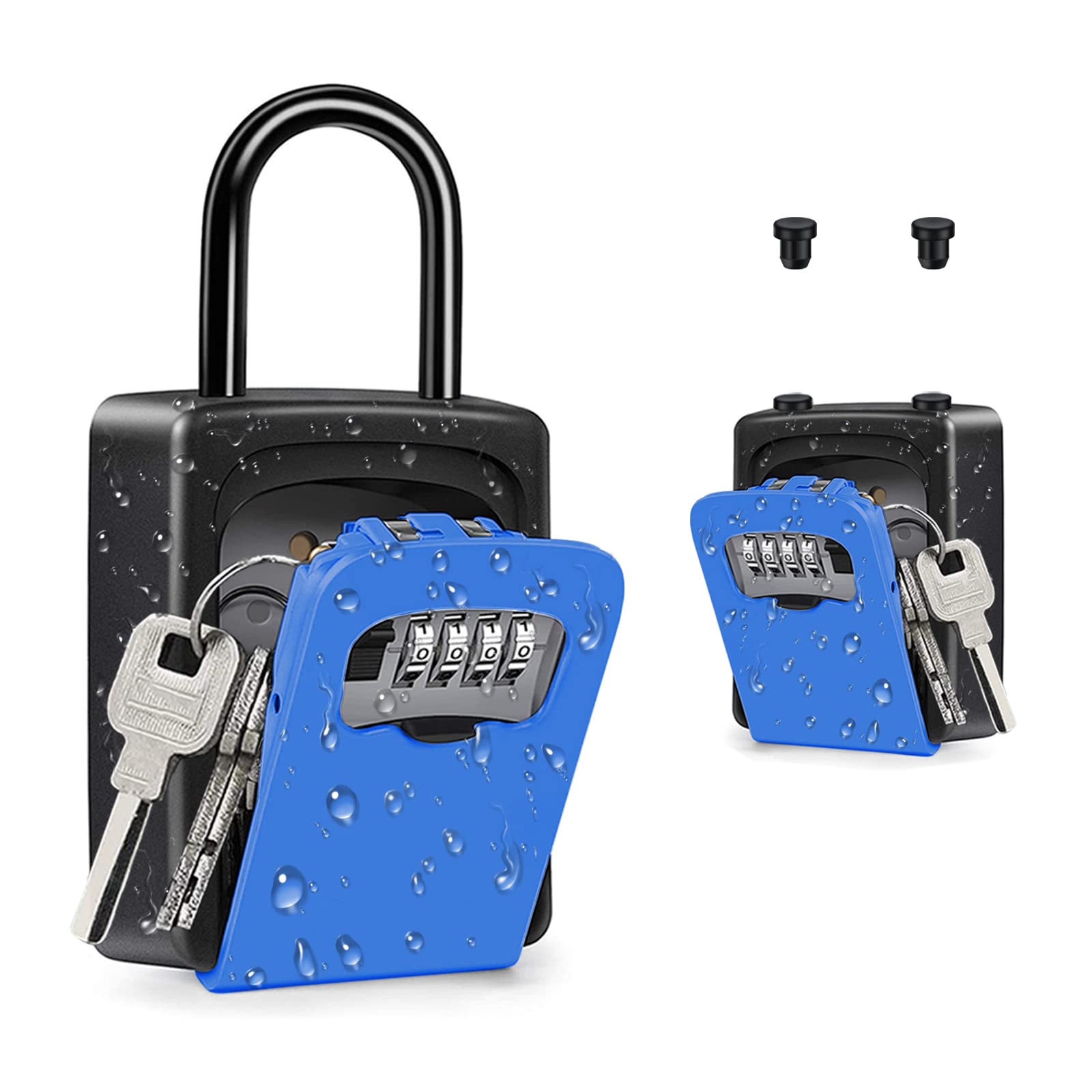 ZHEGE Key Safe Box, Portable Key Lock Box, Wall Mounted Lockbox for Keys Outdoor to Share and Storage Spare House Keys, Safe Key Padlock for Airbnb Rental, Holds 5 Keys (Blue)