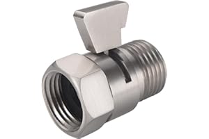 CHUANGTIM Shower Head Shut Off Valve, Brass G1/2“ Water Flow Control Valve for Shower head and Handheld, Water Pressure Regulator Replacement for Shower System(Brushed Nickel)