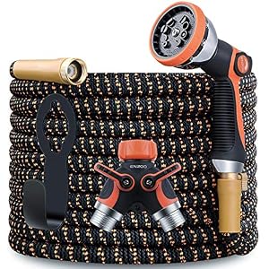ENZOO-Garden-Hose-Expandable-4-Layers-LatexSuperior-Strength-3750D34-Strong-Brass-Connectors2-Way-Pocket-Flexible-Splitter-with-10-Function-Zinc-Spray-Nozzle-50-Feet