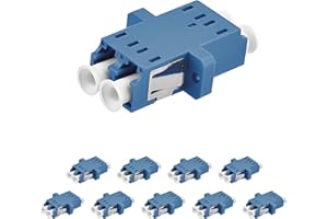 JOVXIAZ 10-Pack LC Fiber Optic Adapter - LC to LC Duplex Singlemode Coupler - Blue