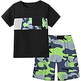 Hevemexy Boys Summer Outfits Short Sleeve T-shirt and Shorts Set 2PCS Boy Clothes Size 6-16 Years