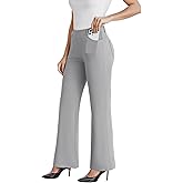 DLOODA Dress Work Pants Women Business Casual Slack Trousers Stretchy Pull On Office Flare Pants with Pockets