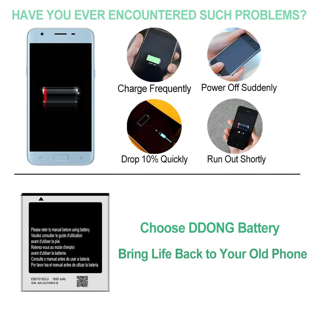 DDONG for Samsung Galaxy S SGH-T959V Replacement Battery EB575152LU EB575152YZ EB575152LA