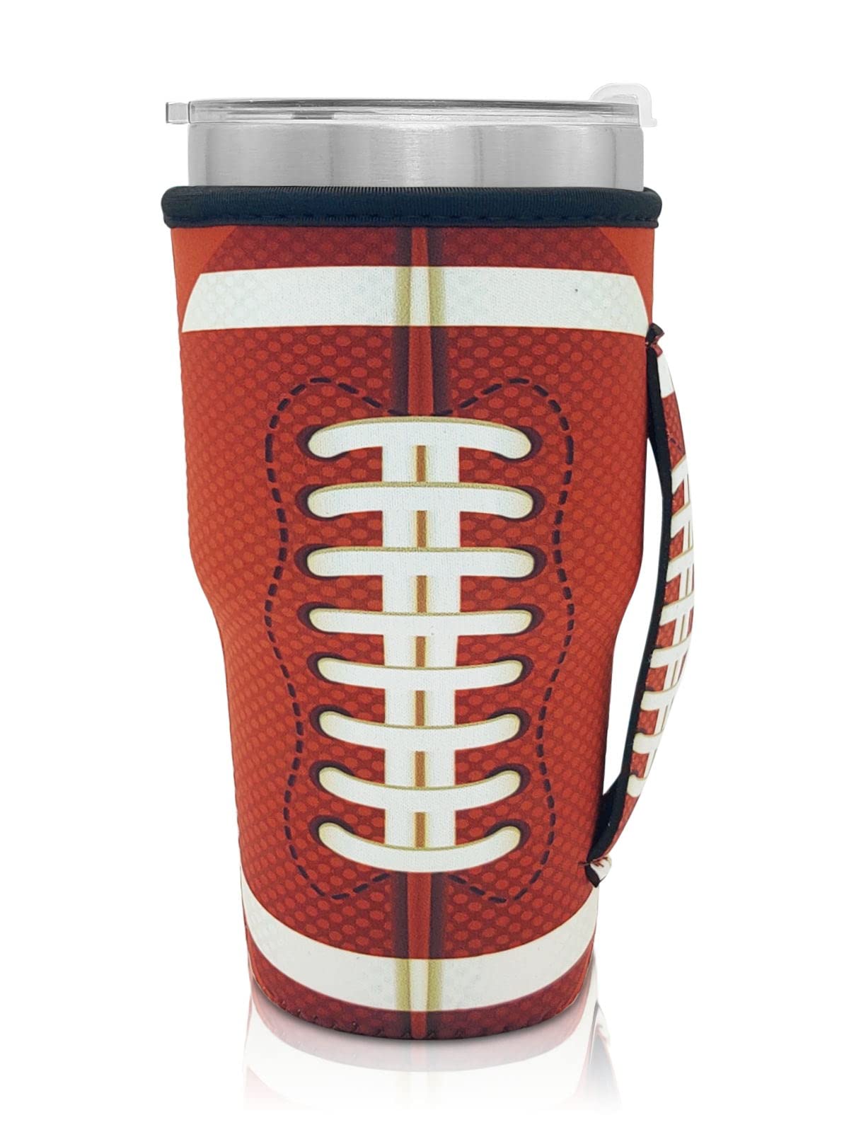 Reusable Iced Coffee Cup Sleeve Neoprene Insulated Sleeves Cup Cover Holder Idea for 30oz-32oz Tumbler Cup,Trenta Starbucks,Large Dunkin Donuts (Only Cup sleeves) (Football)