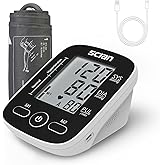 Scian Blood Pressure Monitor Upper Arm for Home Use, Automatic Blood Pressure Arm Cuff with Large Cuff 8.7"-16.5", Large LCD Display, 2 User 180 Memory, USB Cable (Black)