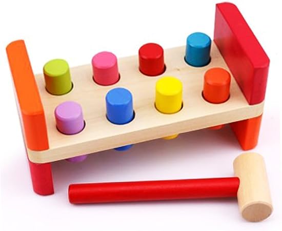 Amazon Co Jp Wishtime 叩くおもちゃ ハンマーペグセット ペグ8本 トンカチ 大工さん 木のおもちゃ ハンマー遊び 大工セット 知育 教材 玩具 ベビー マタニティ