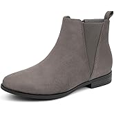 VJH confort Women's Chelsea Ankle Boots Low Heel Fashion Almond Toe Dress Booties with Side Zipper