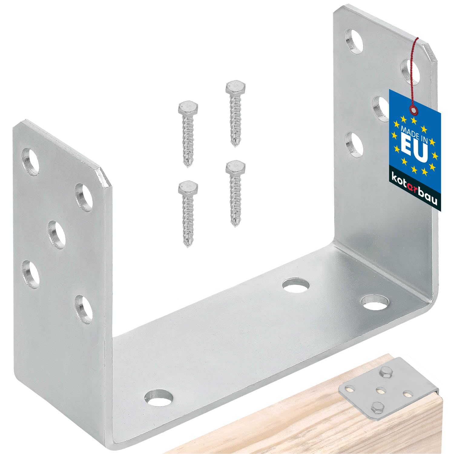 KOTARBAU - U-Shaped Post Base for Screw Attachement - 150 mm - White Colour - Galvanized – The perfect solution for connecting various elements. — image 1