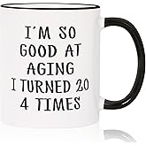 Aurahouse 80th Birthday Gifts for Women Men Mug, 80 Year Old Birthday Gifts for Women Men, Funny 80th Birthday Decoration Gift Ideas for Mom Dad Papa Aunt Grandma Grandpa, Turned 20 4 Times Coffee Cup