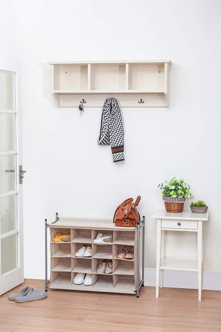 cube shoe storage on Shoe Organizers Beige Storage Maniac 16 Cube Stackable Shoe Cubby Organizer Closet Free Standing Shoe Cube Rack For Entryway Bedroom Apartment Home Kitchen