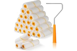 Mister Rui 24 Pieces 4-Inch Paint Roller Covers - 9mm Nap Microfiber Rollers for Walls, Cabinets, Trim, Compatible with All Paints and Stains, Reusable and Easy to Clean