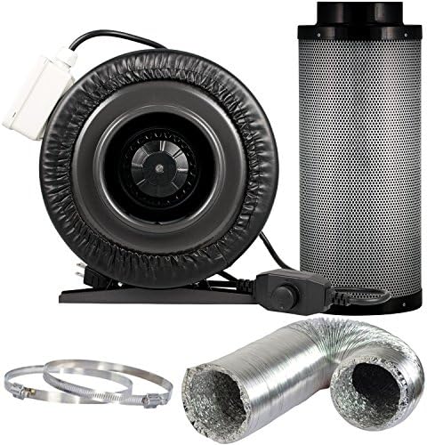 Yield Lab 6 inch 440 CFM Duct Inline Fan with 6" Carbon Filter Ducting and Clamps