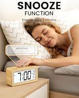 aboveClock Digital Alarm Clock Beech Wood Bedside Clock Large LCD Temperature 3 view 5