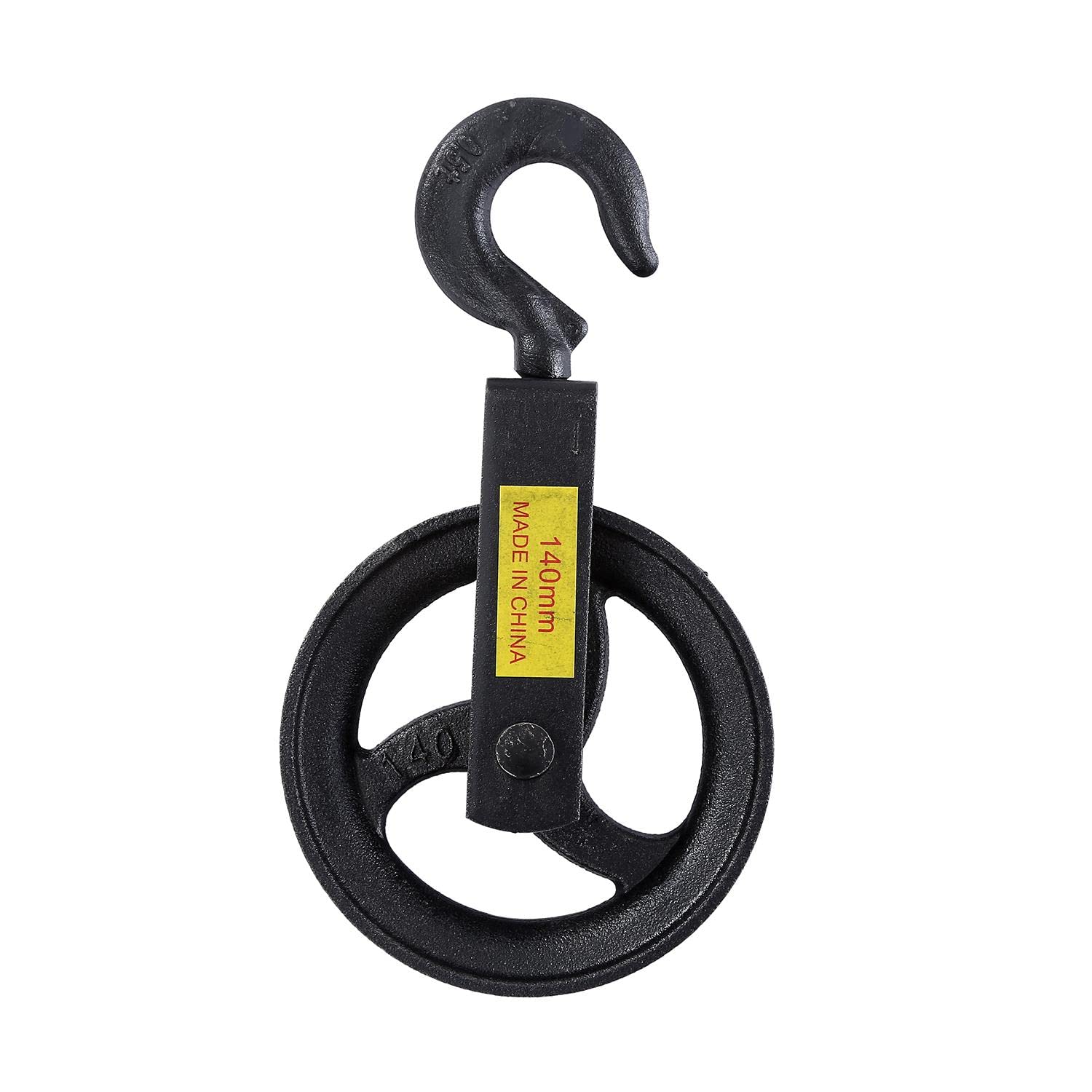 KATSU Pulley Wheel 140mm, 150KG Loading Capacity, Hanging Hand Wheel Rope Pulley Block with Hook for Scaffolding and Construction 18219414