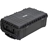 MEIJIA Portable Rolling Waterproof Protective Hard Case,Compact Camera Case With Wheels And Retractable Pull Handle,Customizable Fit Foam Inserted, Elegant Black,31.65inch x 19.37inch x 11.02inch