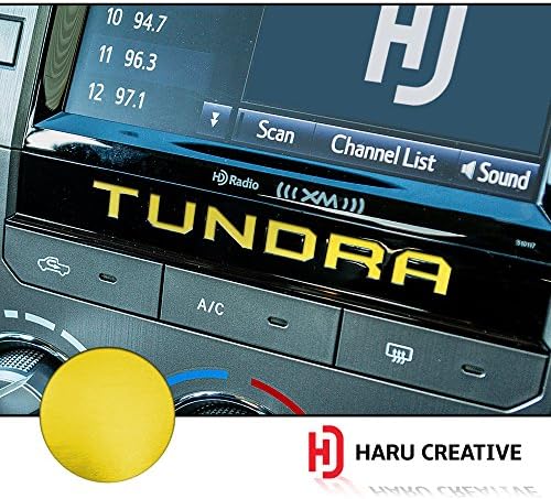 Haru Creative - Radio Dashboard Letter Insert Overlay Vinyl Decal Sticker Compatible with and Fits Toyota Tundra 2014-2018 - Metallic Matte Chrome Yellow