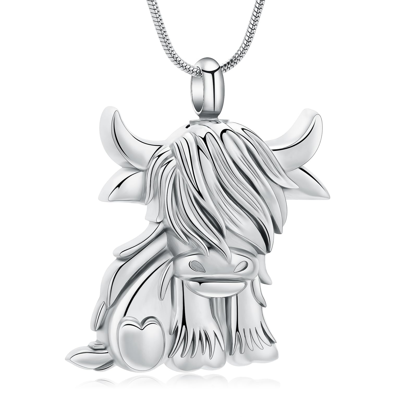 AIWENXI Highland Cattle Urn Necklace for Ashes Pendant Taurus Zodiac Keepsake Holder Ashes for Pet Human Bull Necklace Memorial Cremation Jewllery for Men Women