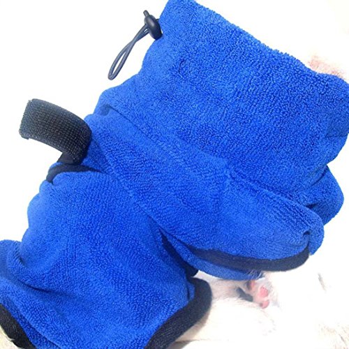 vmree Pet Bathrobe, Puppy Dog Wearable Absorbent Towel Soft Bathtubs Robes Quick-Drying Warm Bathing Suits (Blue, M)