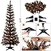 Black Tinsel Trees Collapsible, 5FT Artificial Halloween Christmas Tree Reusable, Pop Up Pencil Xmas Tree with Plastic Stand Outdoor Indoor for Home Decoration, Office, Party, Apartment, Fireplace