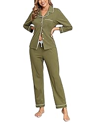 COLORFULLEAF Women's 100% Cotton Long Sleeve Pajama