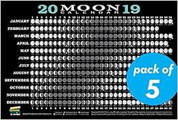 2019 Moon Calendar Card (5 pack): Lunar Phases, Eclipses, and More!, by Kim Long