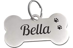 Stainless Steel Deep Laser-Engraved Dog ID Tag (Silver Stainless Steel, Paw Prints)