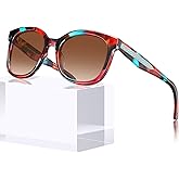 CARFIA Cat Eye Acetate Polarized Sunglasses for Women UV Protection, Retro Ladies Eyewears with Embossed Pattern Wire Core