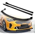 HK5 9pcs Combo Front Bumper Body Kit Lip + Side Skirt Extensions Diffuser Compatible with 2018-2023 Kia Stinger 2019 2020 2021 2022 (Unpainted Black)