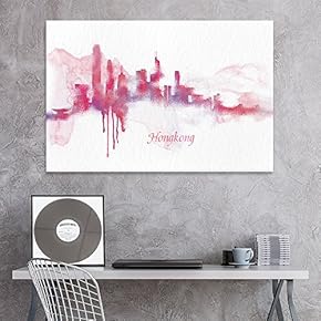 Impressionism Watercolor Style City Landscape of Hongkong