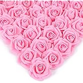 INSUNSIX Foam Roses Artificial Flower Heads, 200 Pcs Stemless Fake Roses for DIY Craft Wedding Bouquet Party Decoration (Pink)