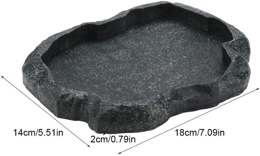 Reptile Rock Food Water Dish Food Bowl Worm Feeder Pet Feeder Dish for Tortoise Lizard Gecko Scorpion chameleons (M-Green) - Image 4